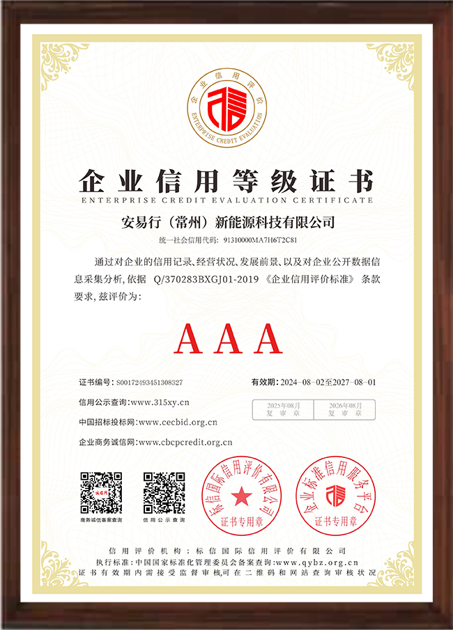 企业信用等级证书 AAA