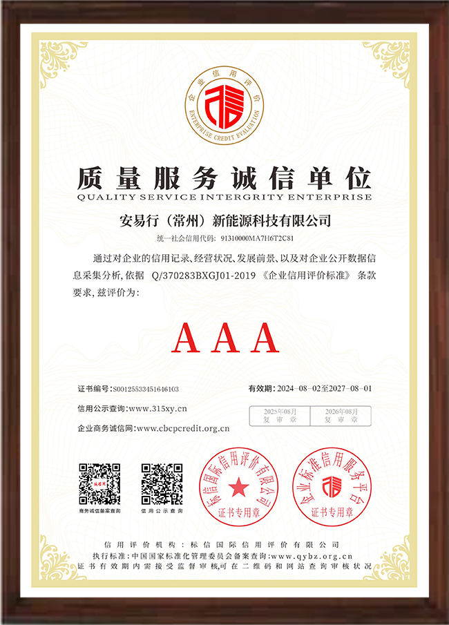 质量服务诚信单位 AAA